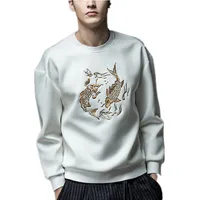 

Men High Quality Cotton Fleece Embroidered White Oversized Sweatshirts Custom