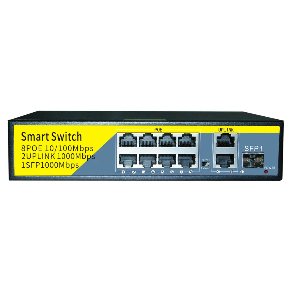 
11 ports standard POE power supply switch 10/100/1000M 8+3 Port Rack Mount network Poe Switch for cctv security system 
