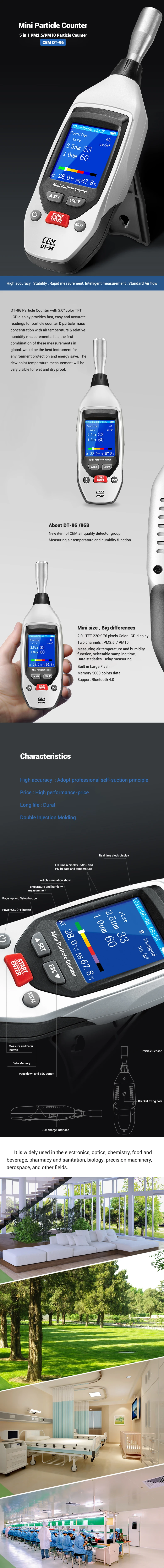 CEM DT-96  PM2.5,  PM10um Handdled Professional Air laser particle counter for clean room gas particles