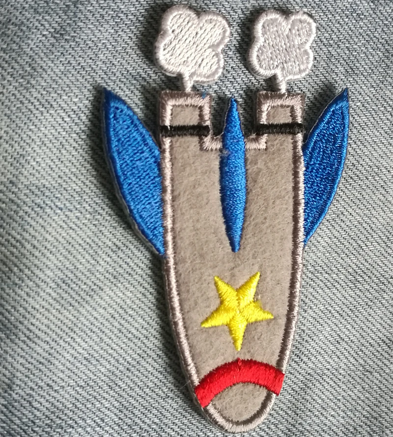 

Wholesale Iron On Embroidery Felt Rocket Patches For Children Custom Embroidery Patches