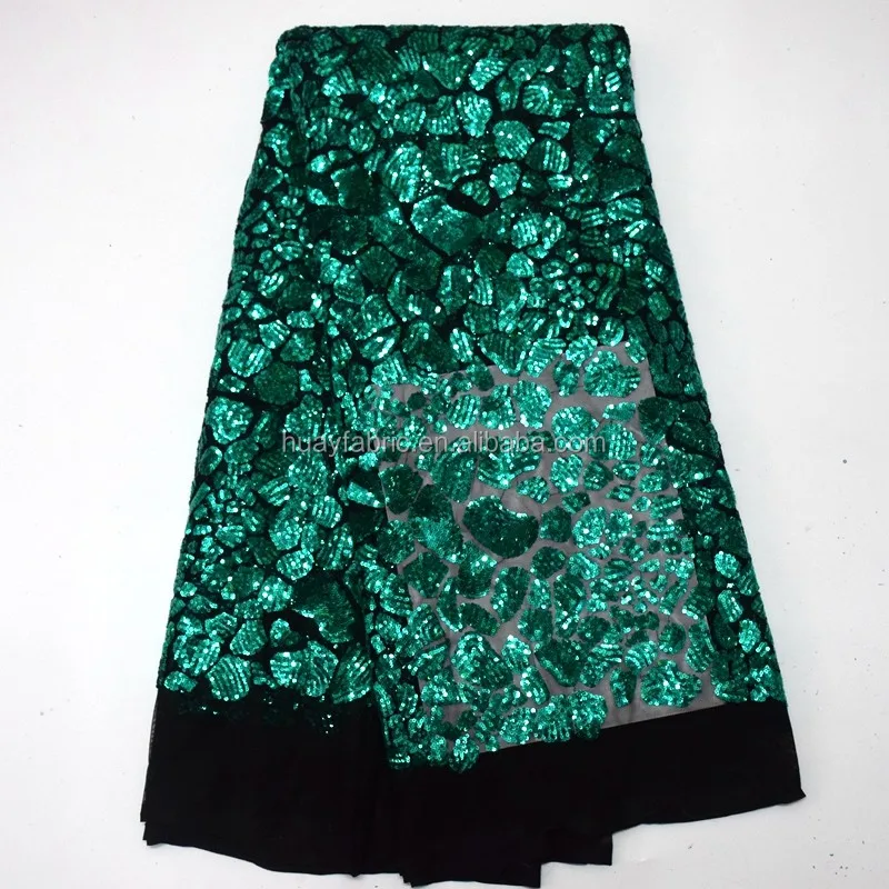 

Green african net fabric for dress sequins lace 2016 swiss voile lace in switzerland HY0425