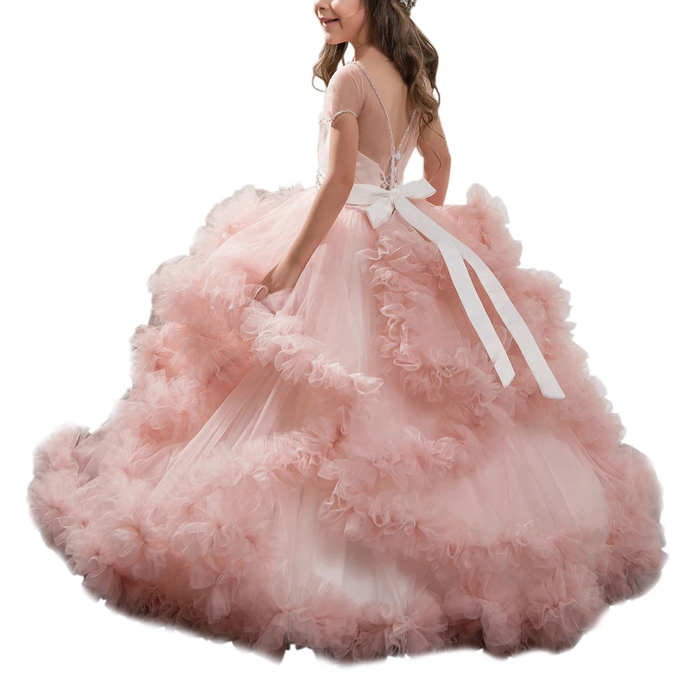 Girls 3D Floral Glitter Tulle Pageant Ballgown main image 0