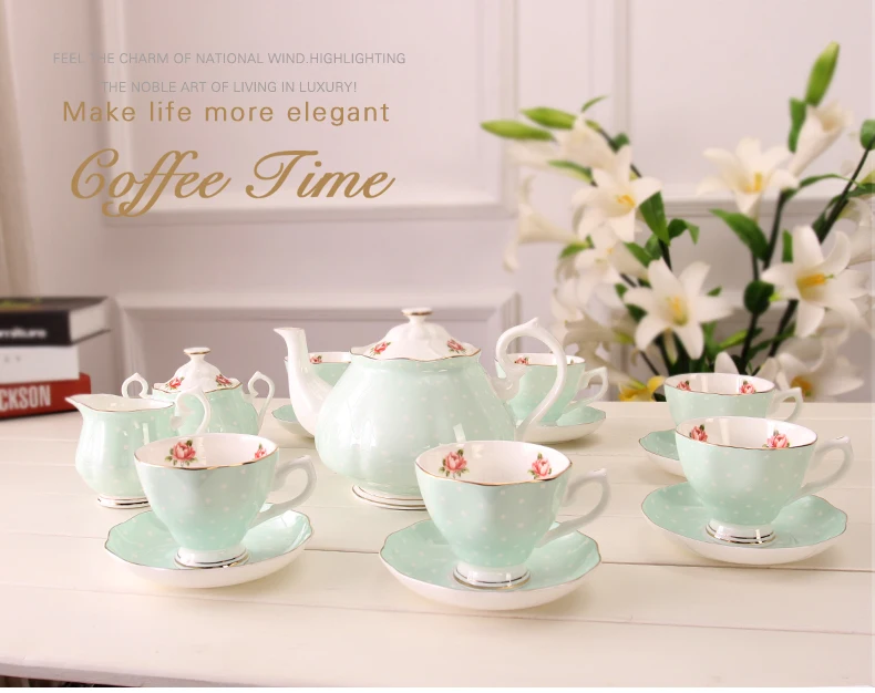 Gold Trim Bone China Tea Sets With Gift Box,Tea Sets For Tea Party