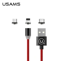

USAMS Free shipping Nylon Braided 2.1A fast charge Magnetic USB data transfer cable for iPhone