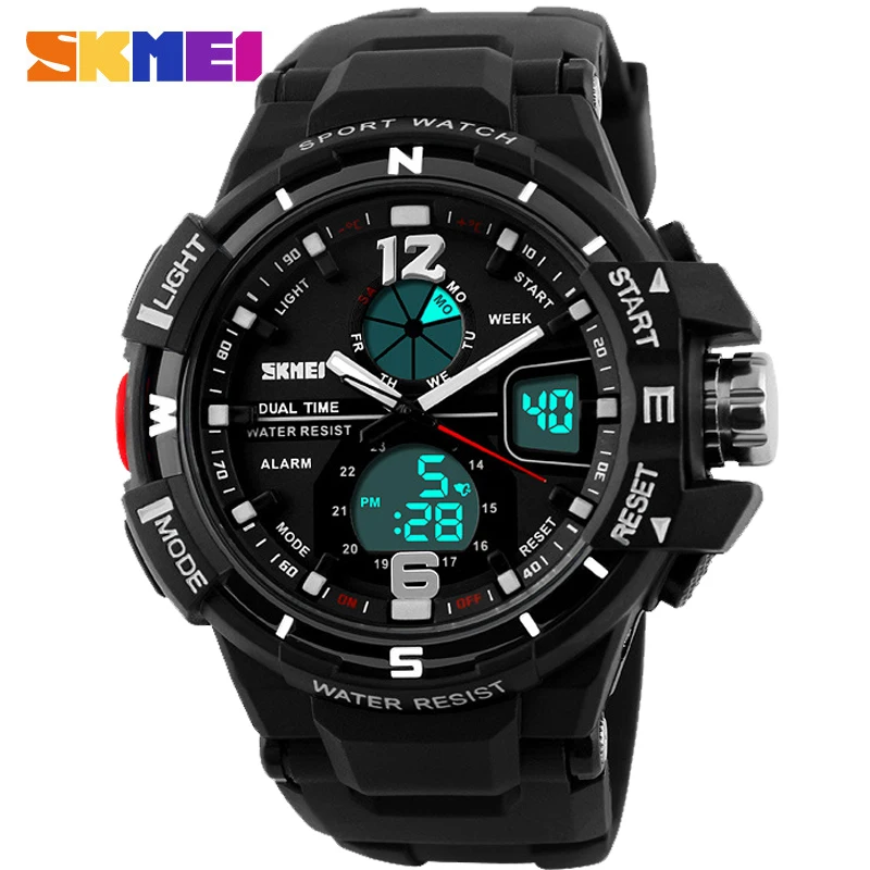 

Skmei 1148 Fashion Dual Display Shock Resist Sport Men Watches Top Luxury Brand EL Light Watches Men, 4 colors