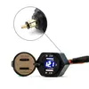 Scooter 24V DC Motorcycle Power Din Plug to 4.2A Double USB Adapter Charger with Blue LED Digital Display Voltage Gauge