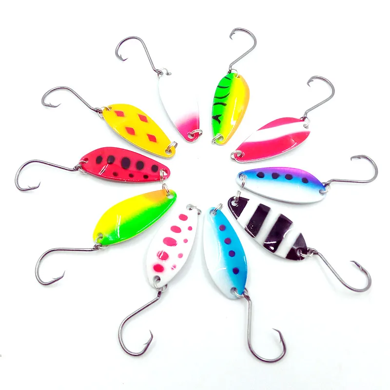 

HiUmi 4cm 6g colorful trout lure fishing spoon bait single hook metal fishing lure fishing tackle swimbait, 10 colors