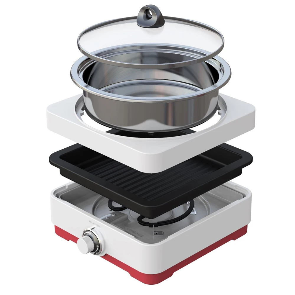 Electric 2 In 1 Cast Aluminum Grill Pan Korean Skillets Griddle