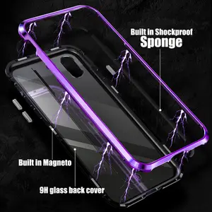 Magnetic Adsorption Metal Bumper Case iPhone X XR Max 7 8 Plus