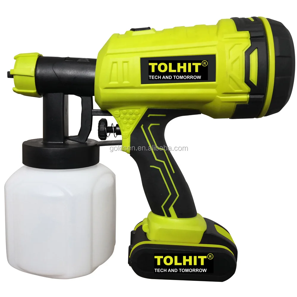 Tolhit Cordless 18v Battery Powered Portable Lithium Paint Spray Gun ...