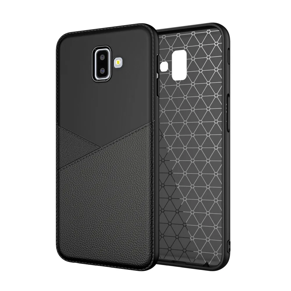 Slim Business Style Leather Pattern Case for Samsung Galaxy J6 Plus Soft TPU Cover