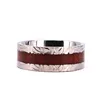 Accept Custom Order Fashion New Hand Engraved Edges Flat Titanium Wood Ring For Men Women