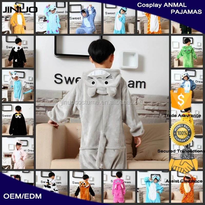 
wholesale checkout kids unisex overall animal onesie pajamas with hood 