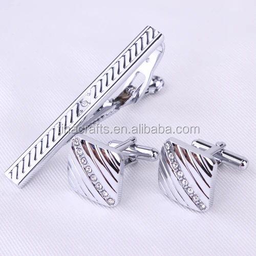 

Silver cufflinks & tie clip set engraved for man