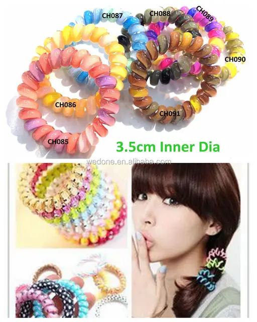 Gradient Rainbow Color Telephone Cord Hair Tie Headwear Hair