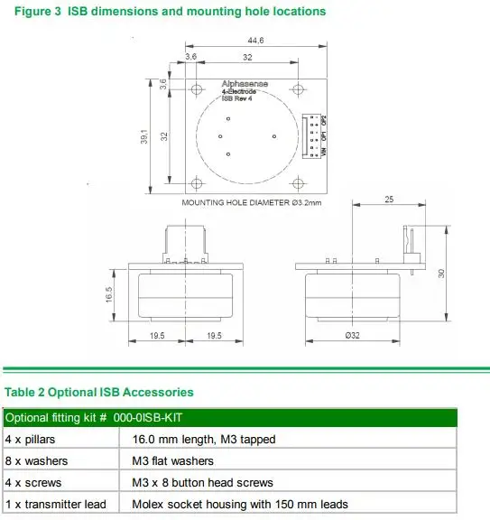 B4 Sensor Series Use Isb For Alphasense B4 4 Electrode Gas Sensors