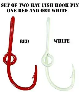Custom Colored Eagle Claw Team Spirt Hat Fish Hook Pins Red/White One Red and One White Hat Hook Clip