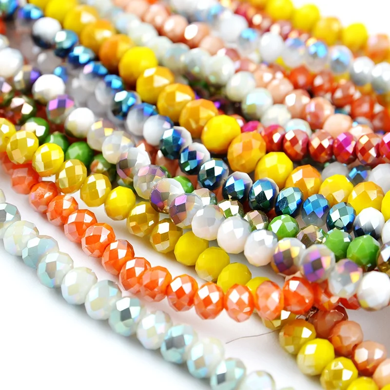 

1mm 2mm 3mm 4mm 6mm 8mm Rondelle Faceted Glass Rondelle Beads, Please refer to color card