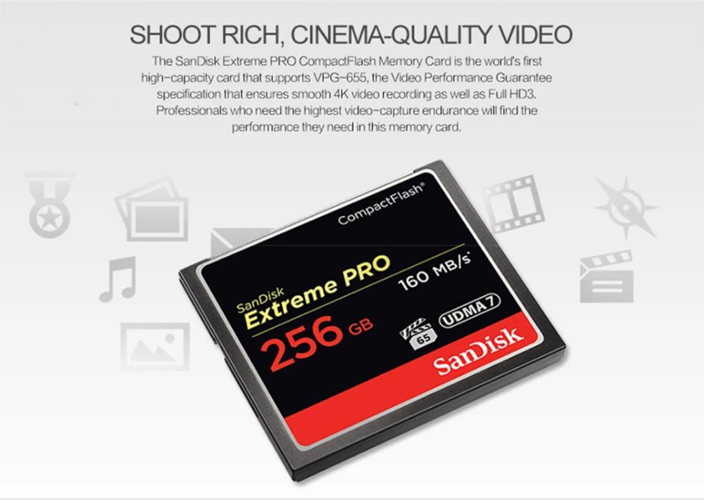 100% Original Sandisk Extreme Pro Memory Card 64GB 32GB 128GB Compact Flash Card UDMA 7 High Speed CF Card 160MB/S For HD Camera - ANKUX.COM