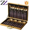 Names of cutlery set hoffmayer 24 pcs royal Luxury stainless steel gold flatware set, personalized travel cutlery set with case