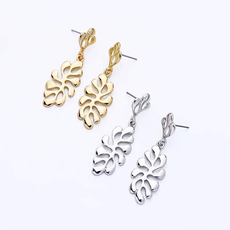 

ed01836c Women Office Wear Leaf Gold Silver Earing Jewelry Under 1 Dollar