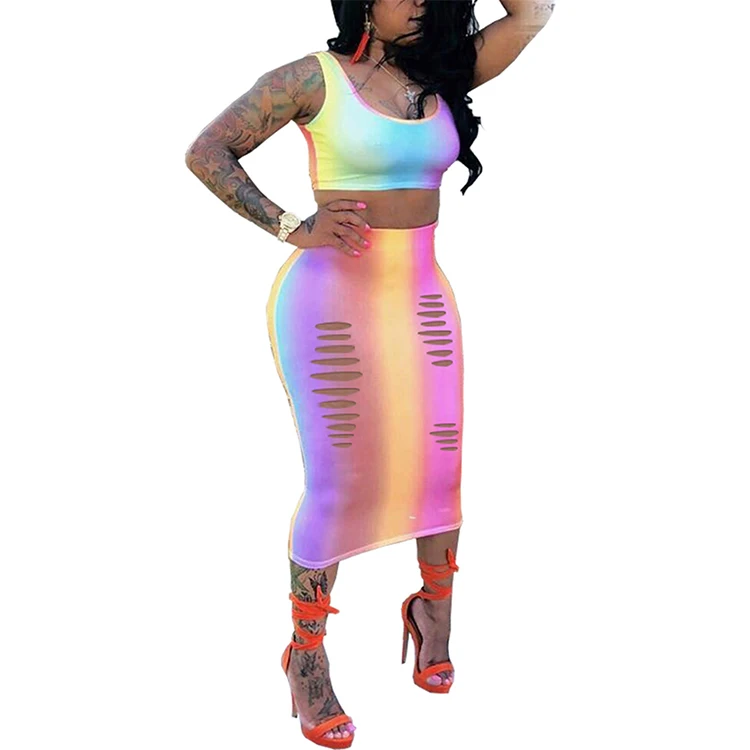 Private Label Ladies Summer Cool Colorful Two Piece Mini Women Clothing Night Dress