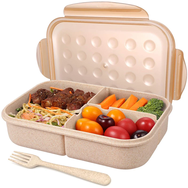 

Bento Box BPA-free Lunch Container Food-Safe Materials 3 Compartments lunch plastic bento box, Can be customization