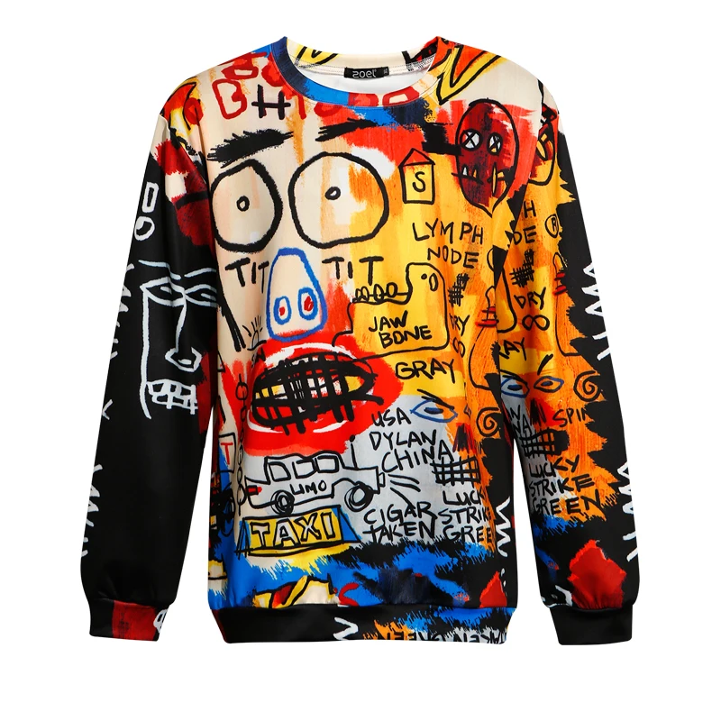 

High Quality fancy scrawl pattern colorful 3D full print sweatshirt for women