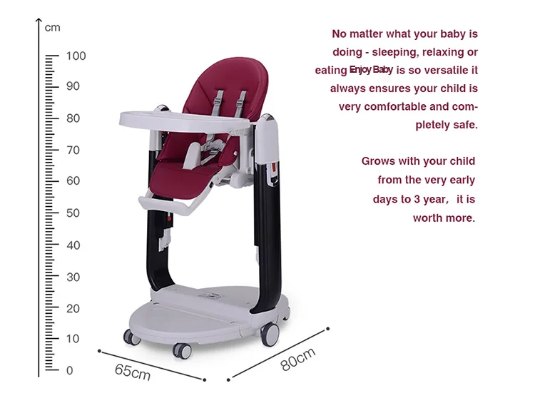 New Fashion Aluminum Baby High Chair Utility Model Kids 3 In 1 Baby