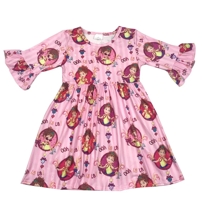 

New baby girls pearl dress girl 3/4 ruffle sleeve wholesale pearl dress, As the picutres show