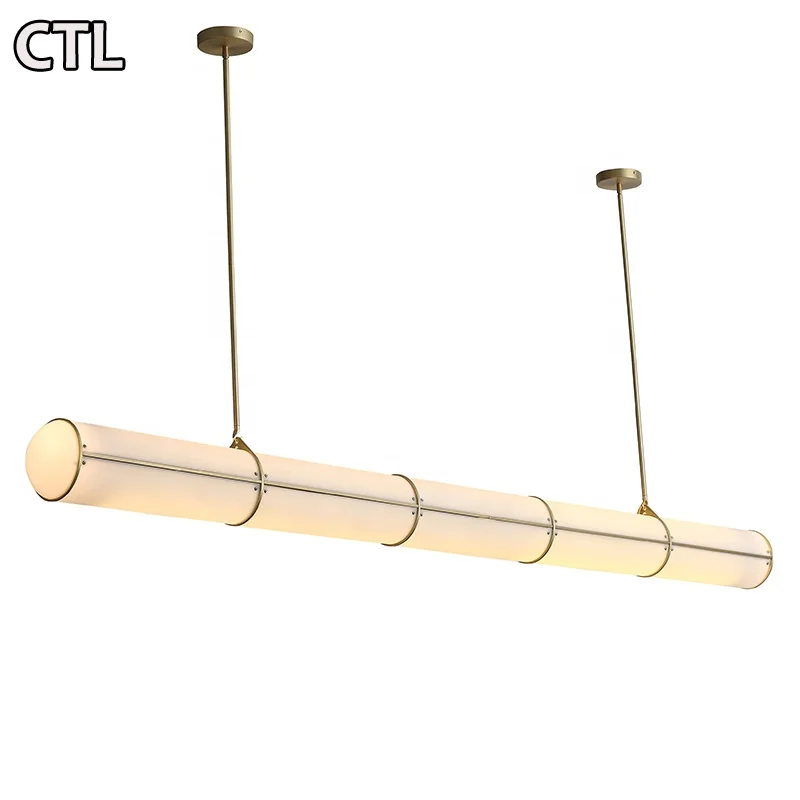 New Creative Led Strip Chandelier Living Room Restaurant Bamboo