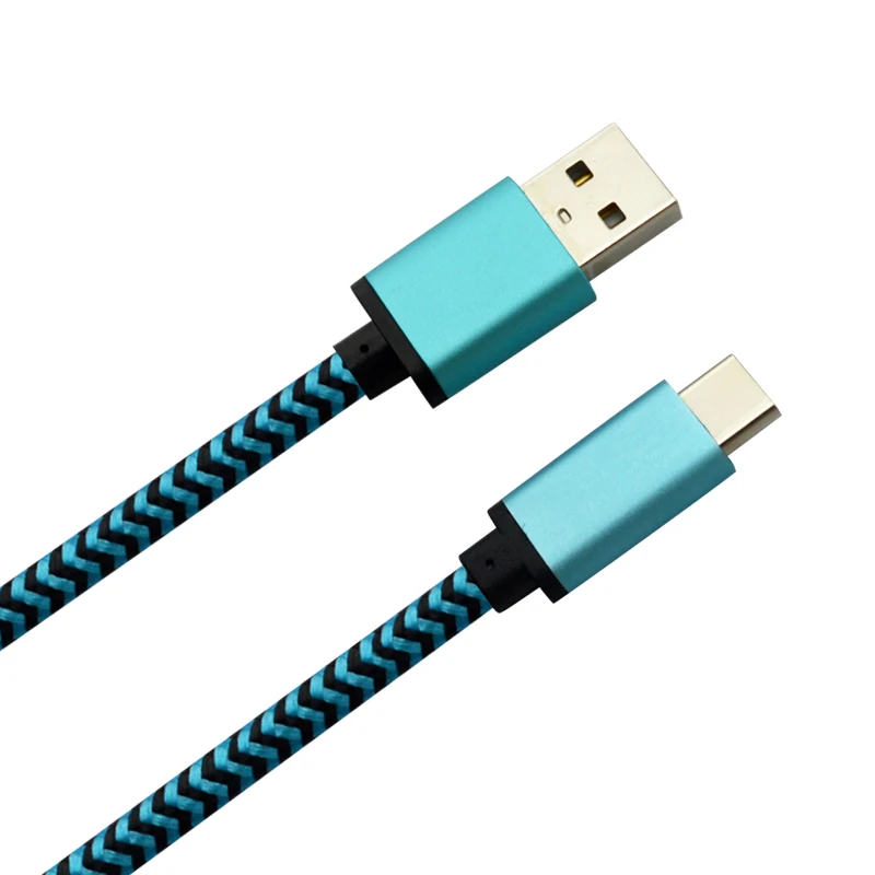 

Blue metal housing fabric usb 2.0A to type c usb cable note 9, Customized