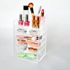 USA/UK hot selling 4 sections cosmetic brush holder organizer,diamond knobs clear acrylic makeup organizer 5 drawers wholesale