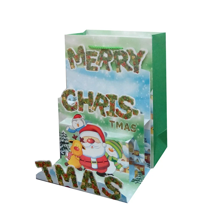 High Quality Decorative Handmade Custom Logo Printing Christmas Paper Gift Bag, Cheap Paper Shopping Bag