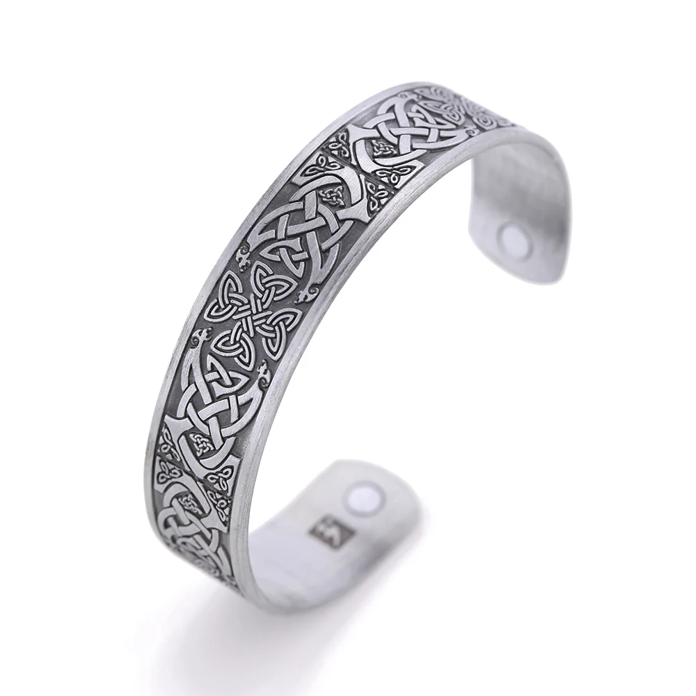 

Fashion Zinc Alloy Metal Antique Color Irish Knot Cuff Bangle Men's Bracelet Amulet Jewelry, Antique silver