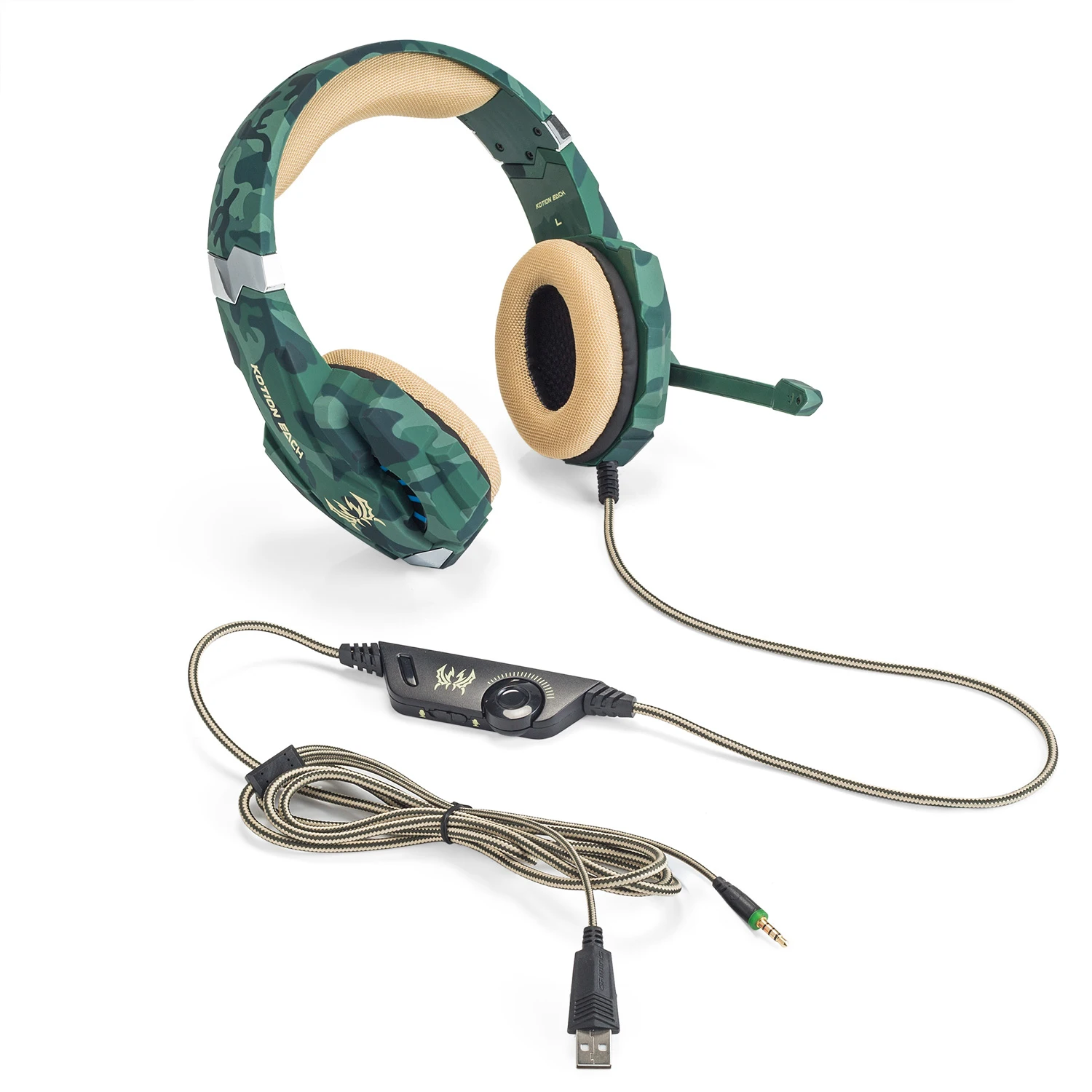 Kotion Each Camouflage G9600 Gaming Headset Noise Cancelling Wired Headphones With Mic For Ps4