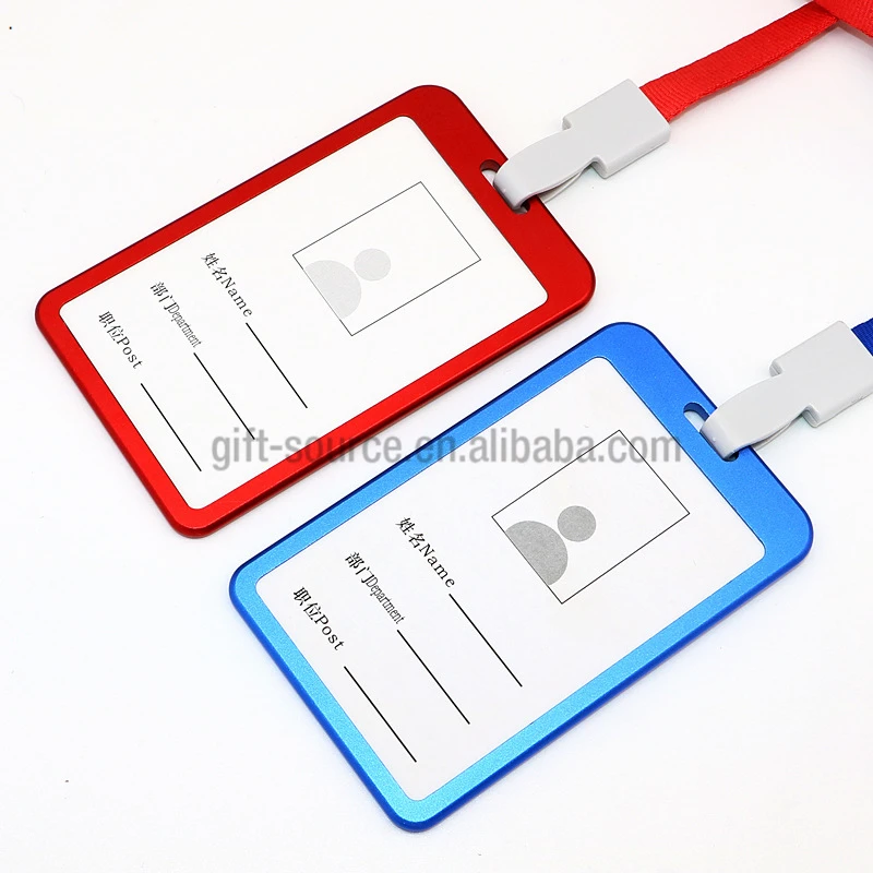 

Custom Multicolor Red Black Blue Aluminum id Card Business Badge Holder