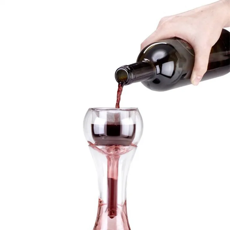 Wholesale New Hot Sale Hand Made High Borosilicate Glass Red White Wine Decanter Set Wine Twister Aerator Carafe Spout