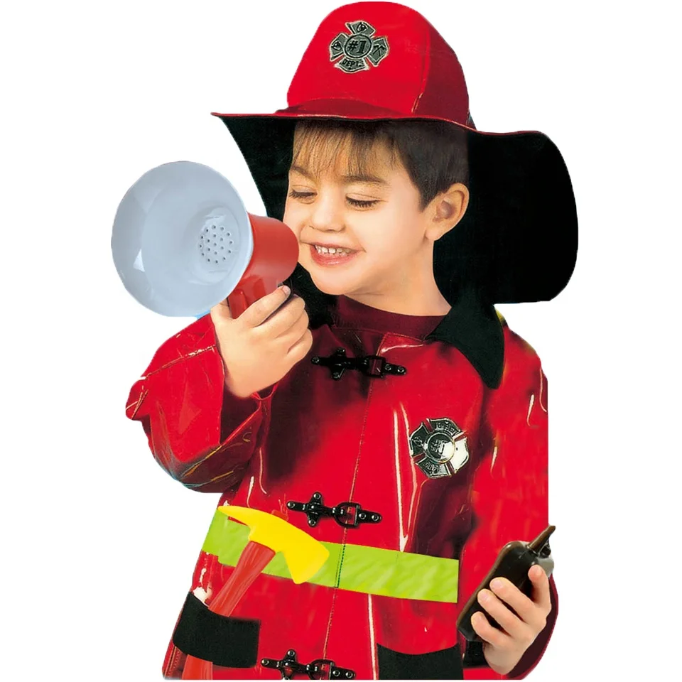 

Cosplay Party Sam Firefighter Costume Halloween Fire Fighter Suit Uniform Clothing Role Play Occupational Kids Fireman Costume, As picture