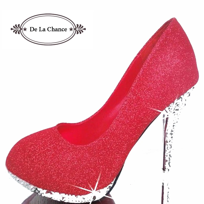 2016 Glitter Wedding Shoes Bridal Evening Party Crystal Red Bottom High Heels Women Shoes Sexy Women