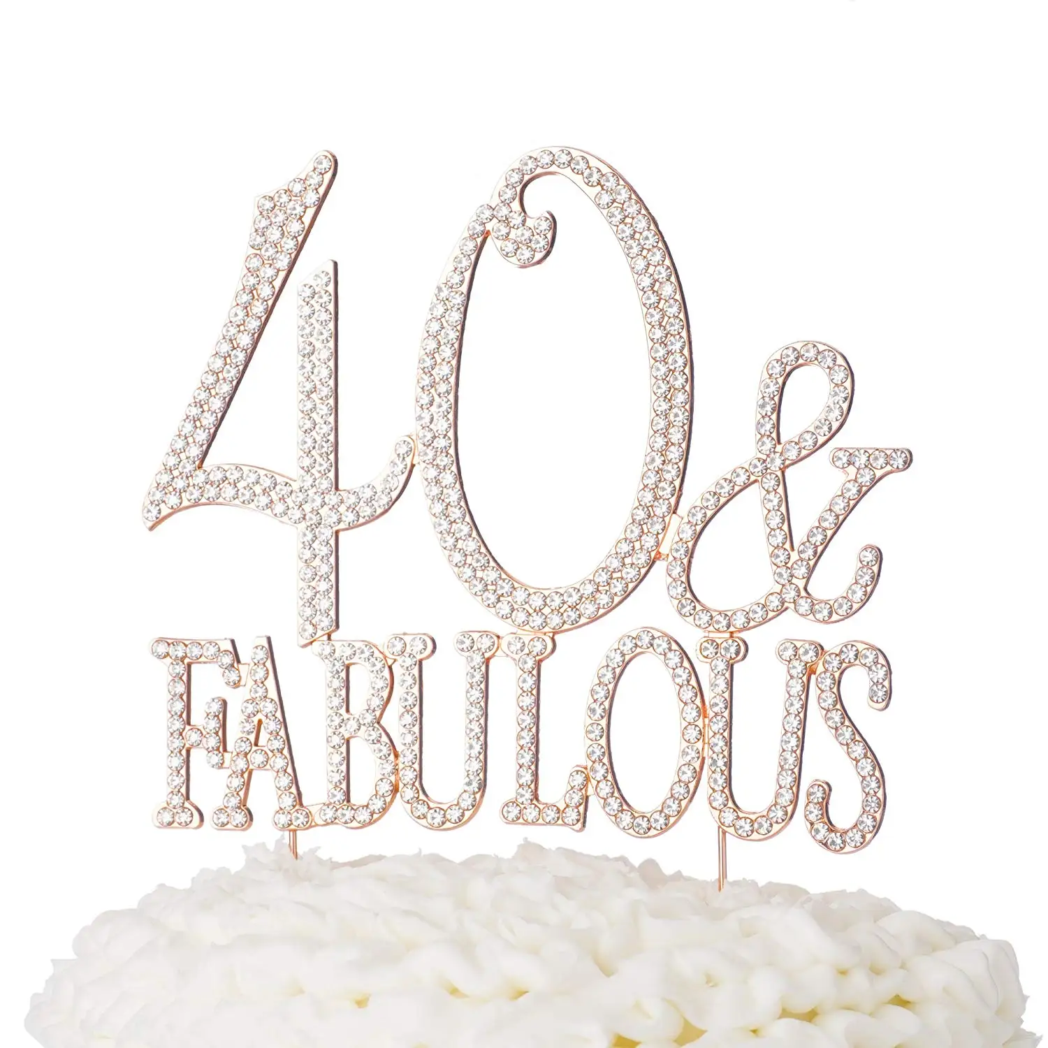 40 & Fabulous Cake Topper for 40th Birthday Party Supplies Rose Gold De...