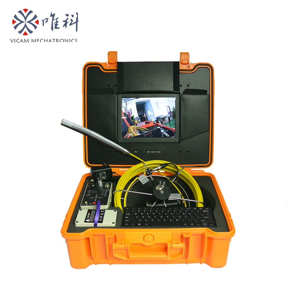 

Portable sewer video inspection camera with 23mm long flexible spring camera head and meter counter function