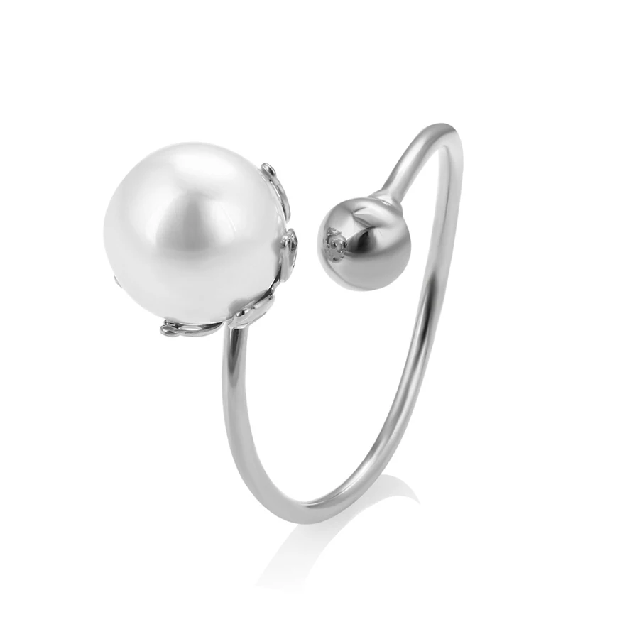 

15194 Xuping pearl ring mountings, pearl ring designs for women and girls, turkish silver color jewelry, Rhodium color