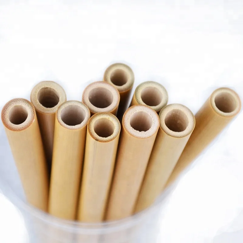 

BPA Free Reusable Straws Made From Plants 10mm Inner Bamboo Straws, Yellow