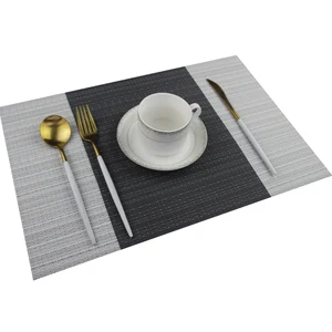 Image of Placemat 200PC/CTN Luxury Placemats Black Grey Dark Green Color Place Mat Plastic Vinyl Woven Table PVC Placemat Set