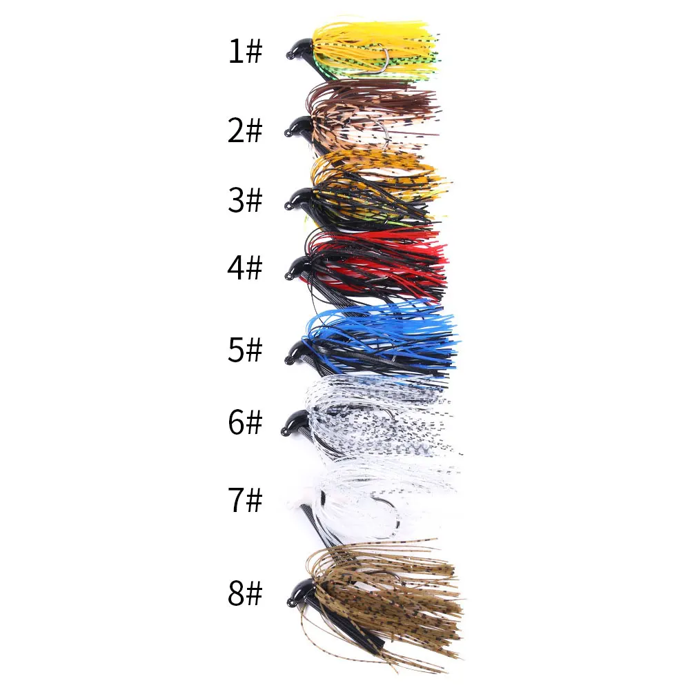 

Fishing lure Rubber switch Jig bait hot sale jig lead head colorful Spinnerbaits Spoon Blade Squid Silicone Jig Skirts, 8 colors