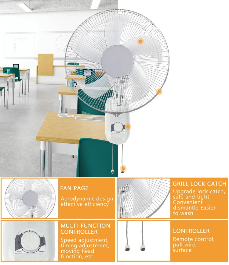 Standard Electric Wall Fan Cheap White Oscillating Wall Fan 16 Inch 110v 5as Blade Wall Fans For