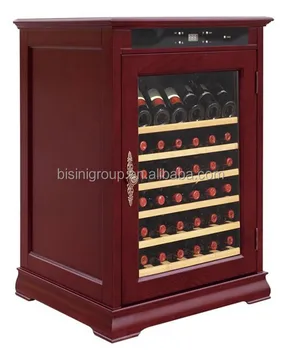 Bisini Solid Oak Wood Wine Cooler Cabinet Wine Bar Cabinet With