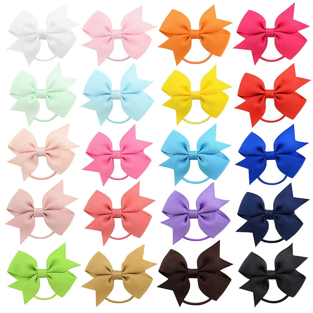 

Promotion Gift Korean Elastic Rubber Colorful Girls Bands Ribbon Bow Ponytail Holders Flower Hair Accessories Hair Tie
