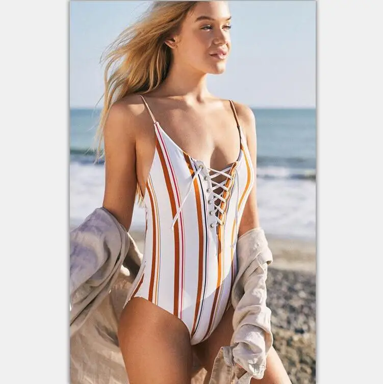 

Swimwear women one piece stripe swimwear swimwear 2019 sexy bikini, Picture